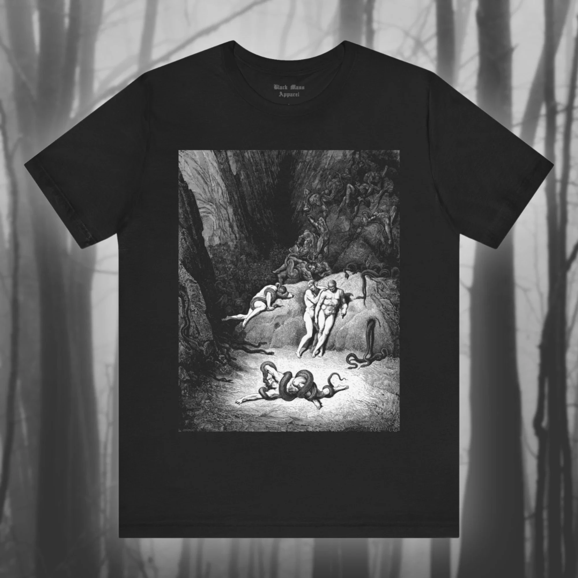 

Transformation Into Snakes Dantes Inferno Shirt Gustave Dore Tshirt Bookworm T-shirt Classic Literature Gothic Unisex Short Tee