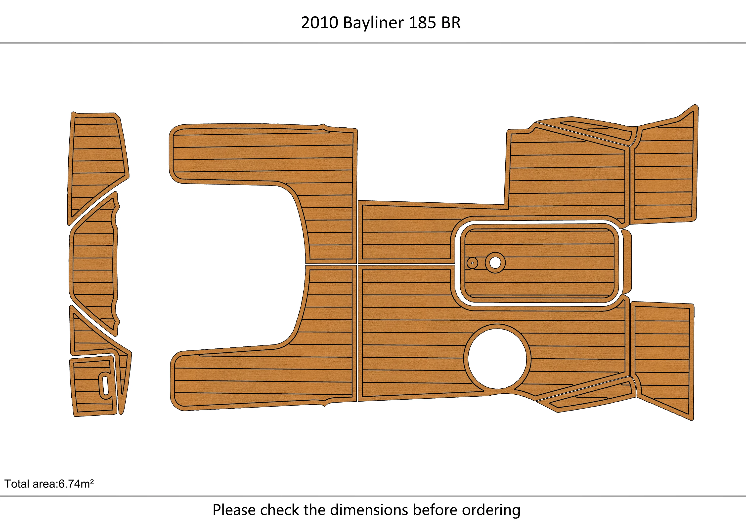 Eva foam Fuax teak seadek marine floor For 2005-2009 Bayliner 265 Cockpit Swim platform 1/4