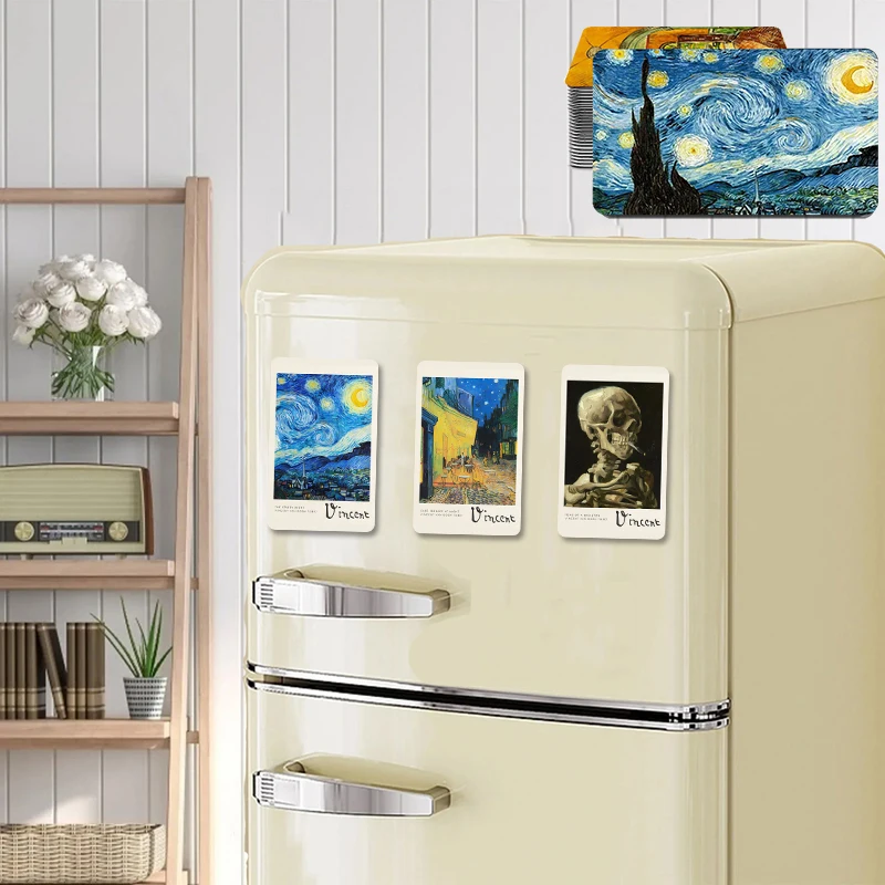 

Van Gogh Starry Sky Oil Painting Refrigerator Magnet, Suitable Room Kitchen, Refrigerator Wall Door,children's Room Decoration