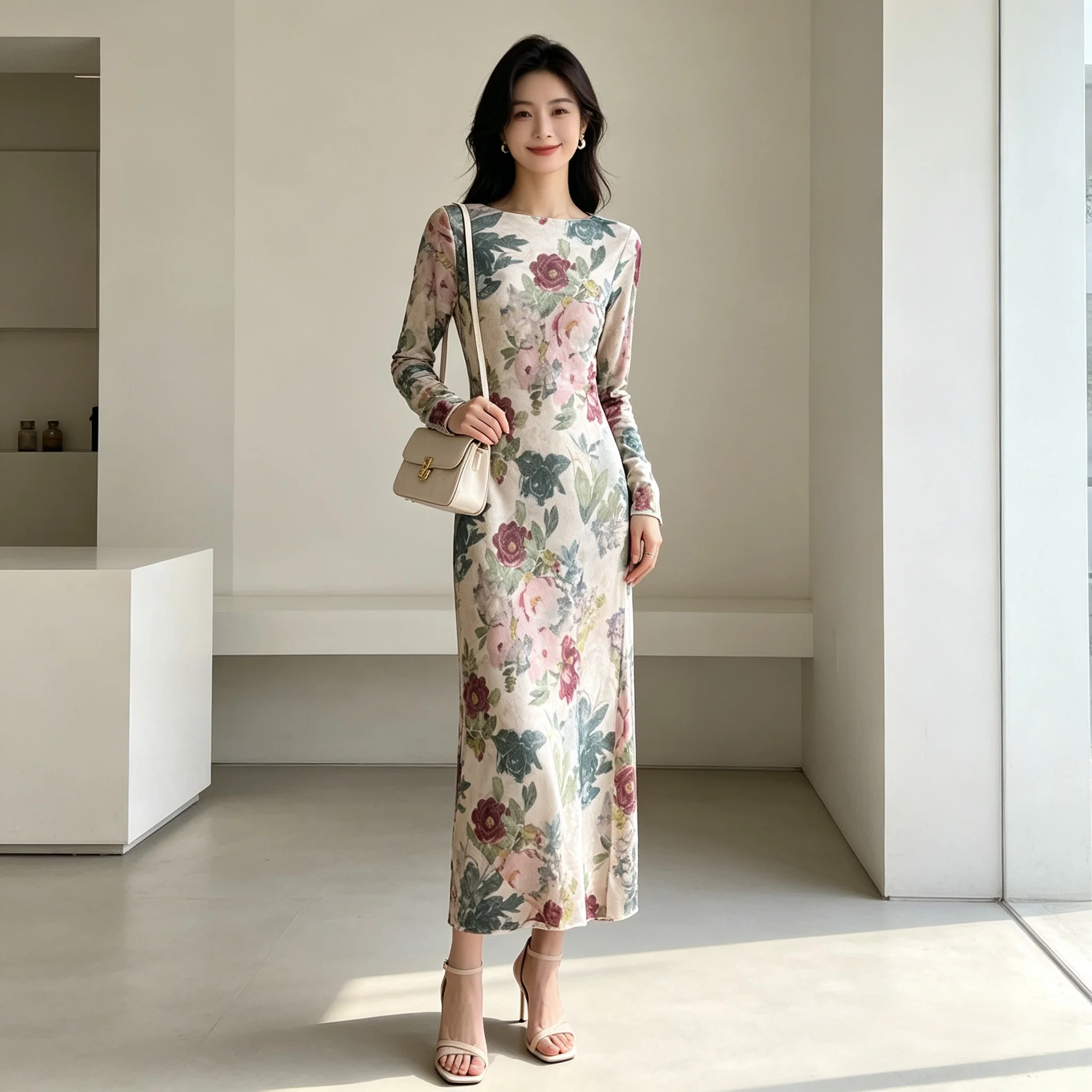Silk Painting Dye - Gaun Maxi Bodycon Cetak Lukisan Minyak