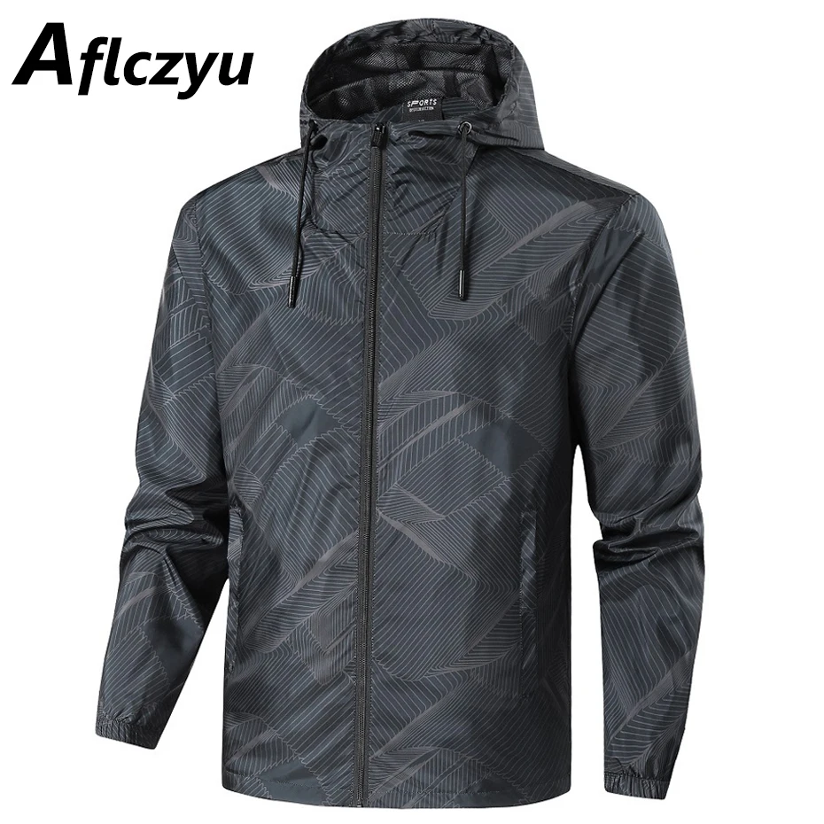 

Thin Windbreaker Jacket Men Running Camping Jacket Hooded Coat Fashion Casual Slim Fit Jackets Male