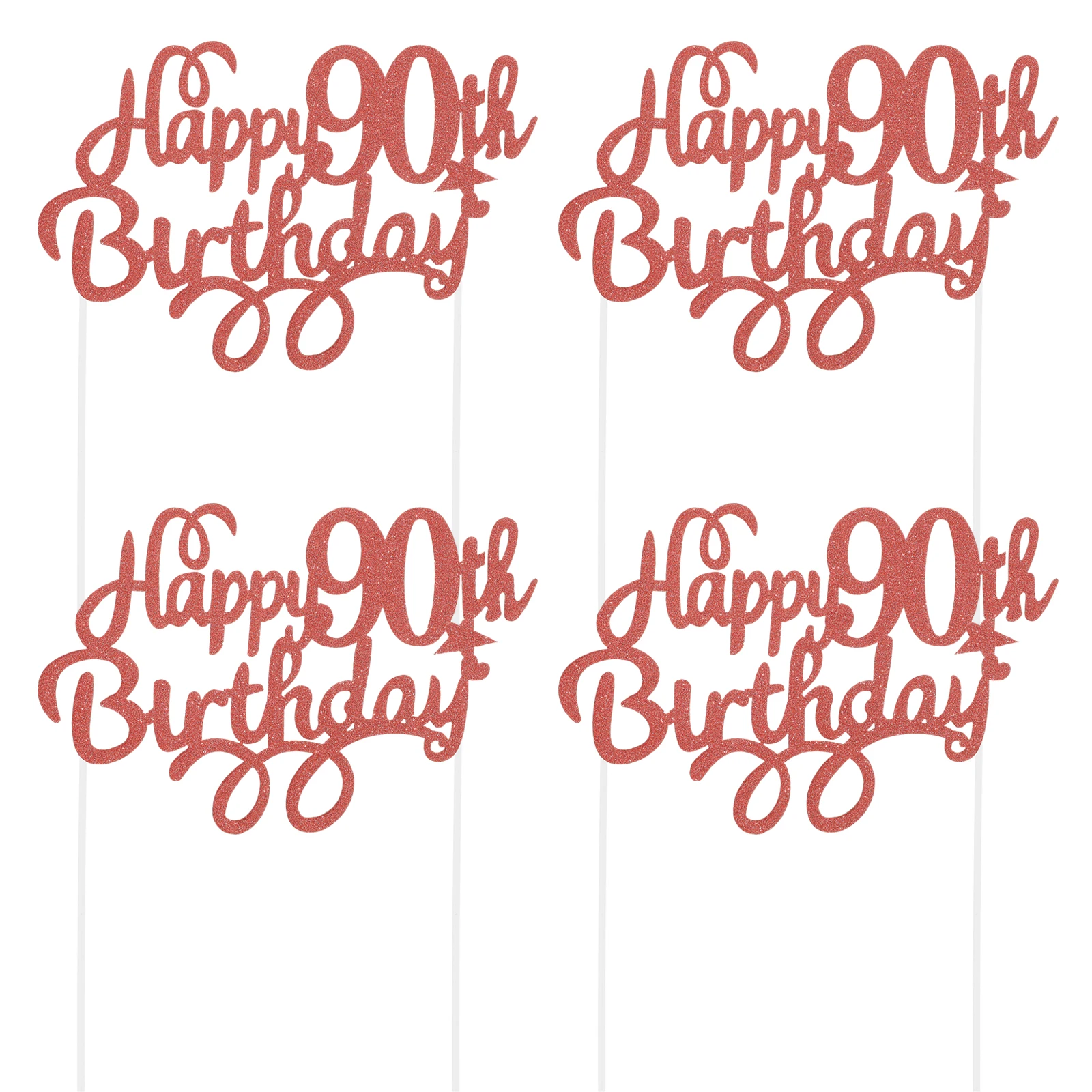 

90th Birthday PVC ABS Cupcake Toppers Desktop Marigold Beautiful Colors Cake Props Party Happy Birthday Cupcakes Picks Supplies