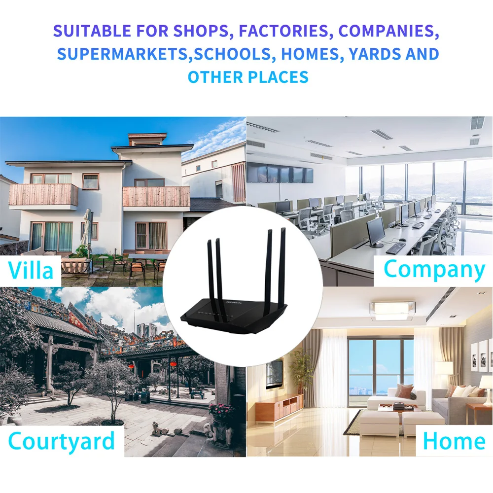 Huitenda-enrutador WiFi 4G LTE, 300Mbps, 2,4 GHz, banda Dual, alta ganancia, 4 antenas, enrutador de Internet de alta velocidad para cámara IP de oficina en casa