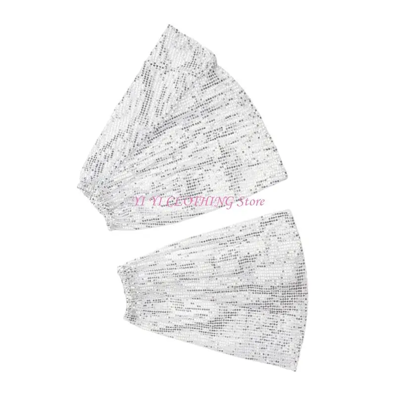 N5KF Elastic Flared Arm Covers dengan Glittering Glittering Sequins Professional Dance Acara Aksesoris Lengan baju Lengan untuk