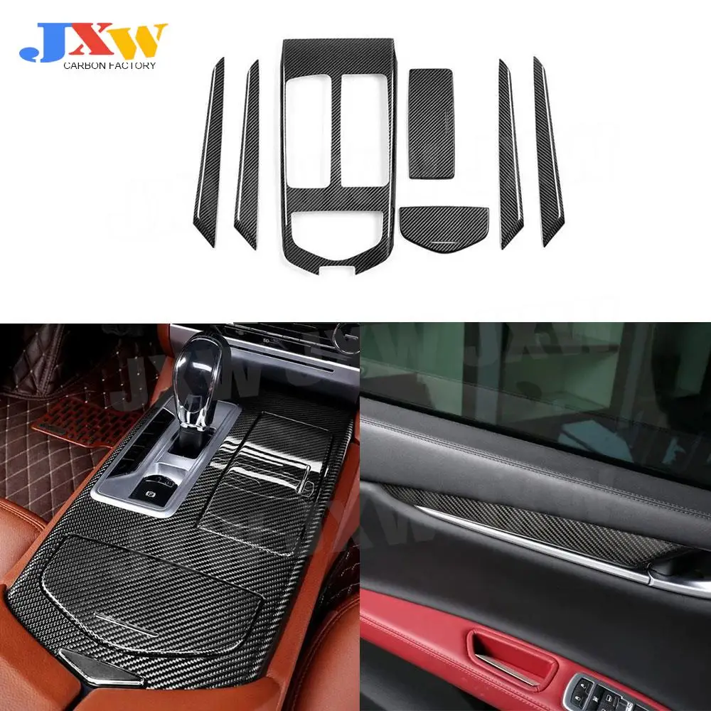 

Dry Carbon Fiber Center Console Gear Shift Panel Trim Door Inner Decorative Strips Covers for Maserati Ghibli 2014-2019