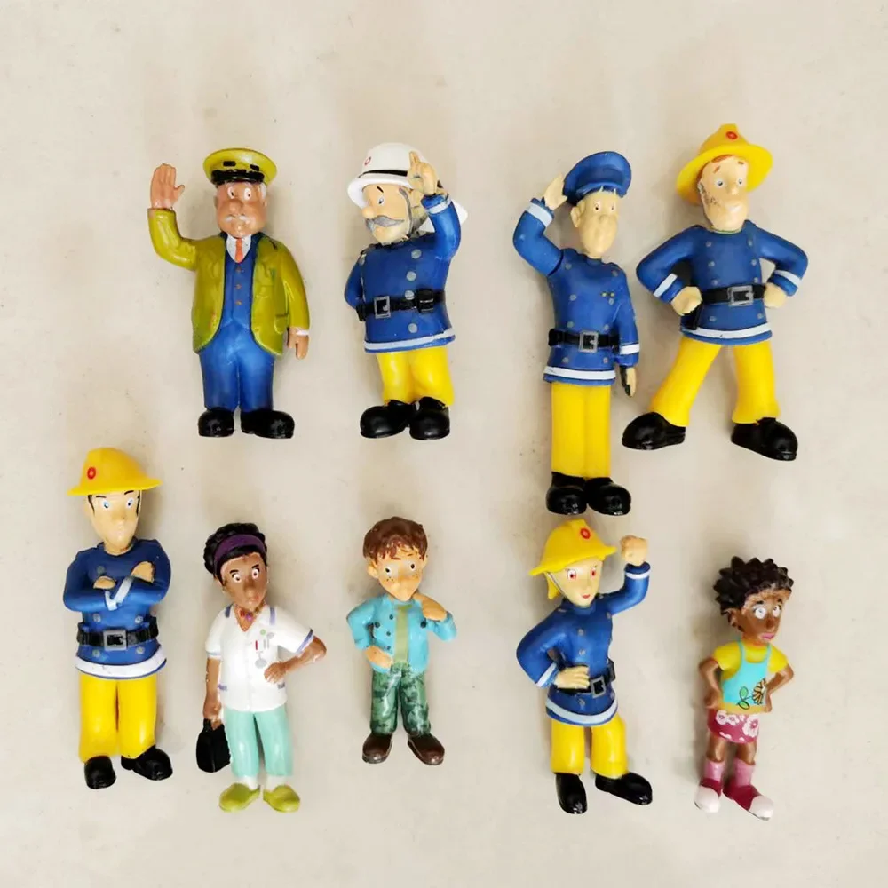 9Pcs/lot Firemen 4-6cm Figure Toy Sam Firefighters Officer Steele Penny Norman Little Mini Model Toys Fashion Gift for Kids