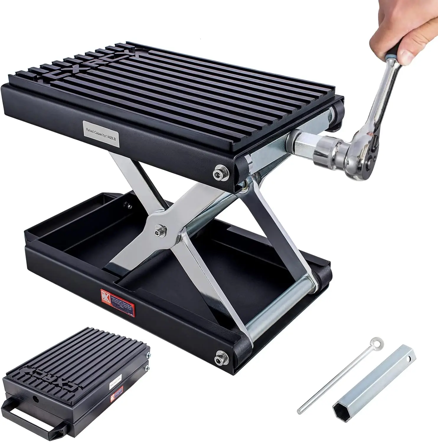 

1400 LBS Motorcycle Lift Scissor Jack with Handle,Carbon Steel Upgraded Dirt Bike ATV Steel Motorcycle Hoist Stand with Ratchet