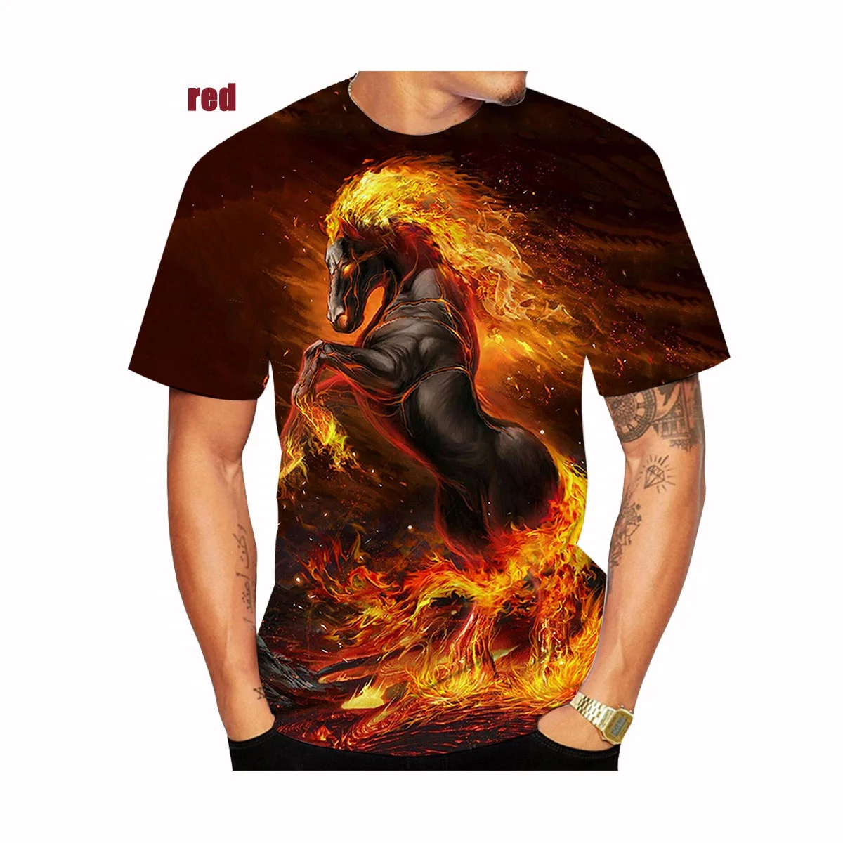 New Fashion Horse 3D Printied Mens and Women T Shirts Animal Horse Printied Casual Loose Short Sleeve Size XS-5XL