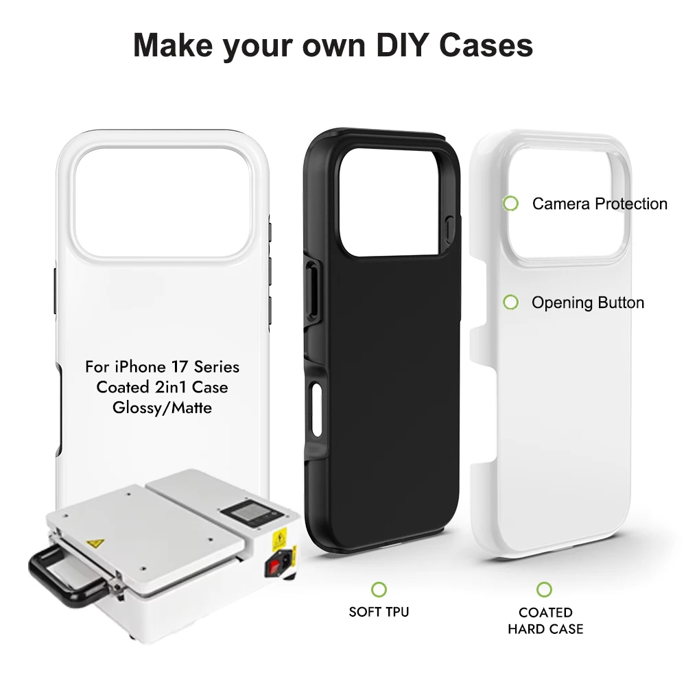 

5pcs 2 in 1 Coated Phone Case 3D Sublimation Cases for iPhone 17 17Air 16 15 14 ProMax Photo Custom Heat Press Mobile Back Cover