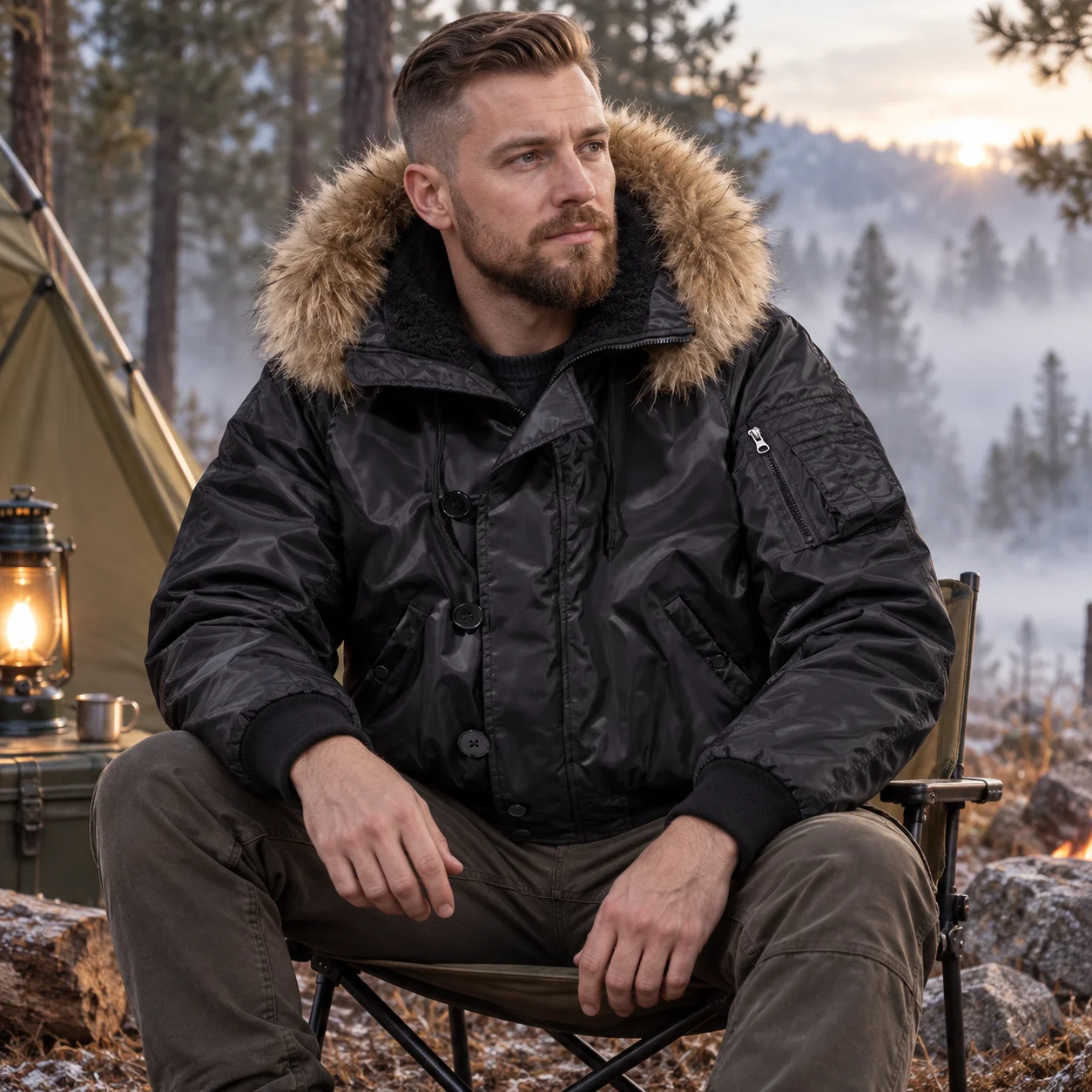 Mens Jacket Harajuku Winter Thick Warm Fur Collar Padded Flight Bomber Aviator Jacket Casual Sport Streetwear Fashion Outerwear