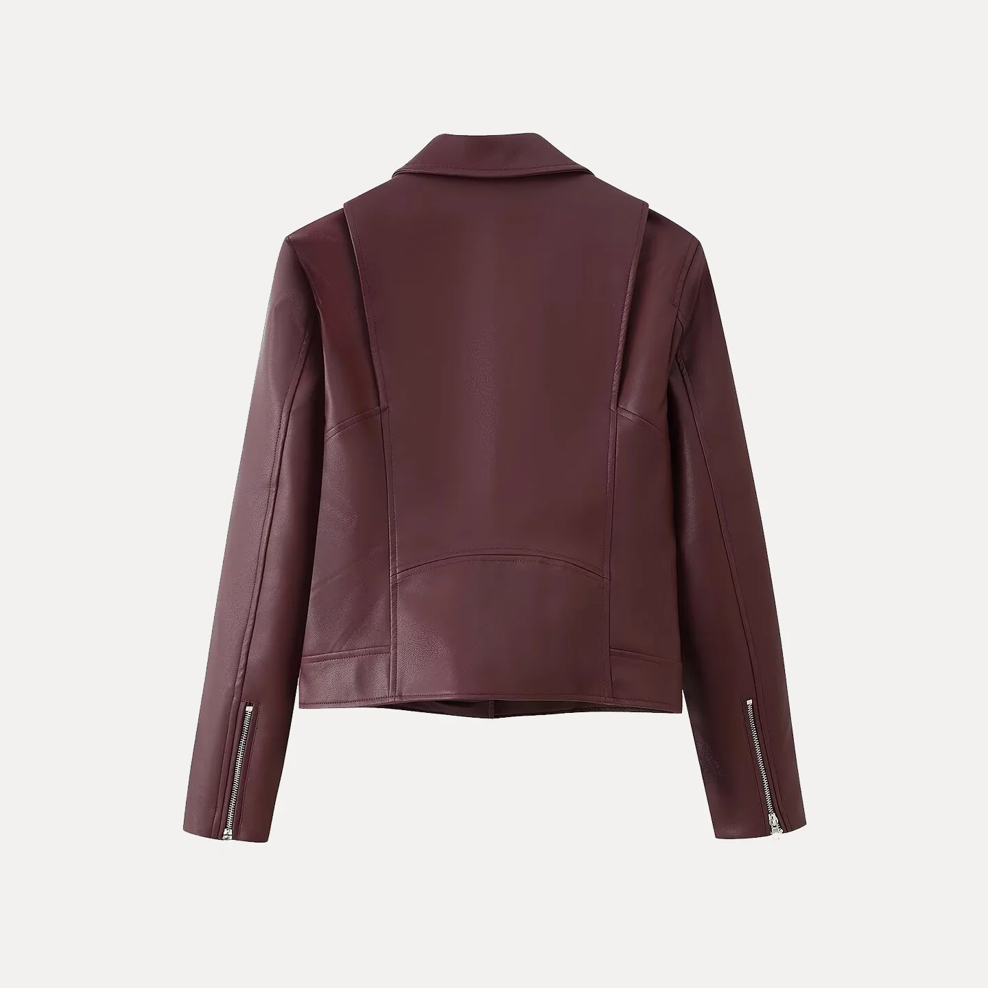 Nova Jaqueta Fena de Couro Estilo Motocicta com Lapela e Zíper, Coleção Outono 2025 – Ajuste Padrão, Moda Casual e Per...