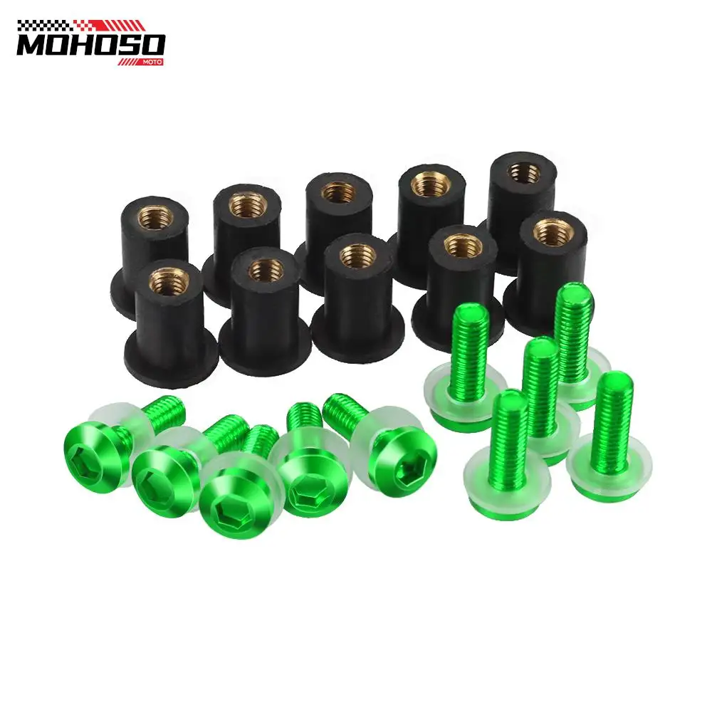 10PCS M5 Windscreen Bolt Screws Kit Nut Fastener For Kawasaki Z900 Z750 Z800 Z650 VERSYS 300 650 1000 ZX6R ZX7R ZX10R ZX14R ZZR