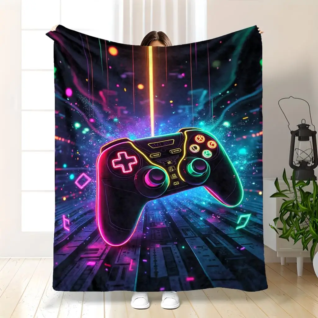 Gaming console blanket throw soft fleece playmat gift for boys and girls room decor