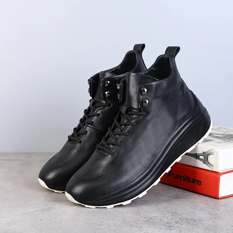 

A168 New Fashion Boots Cow Real Leather Lace Up Men Footwear British Sports Boots Men's Leisure Working Ankle Boots Male Shoes