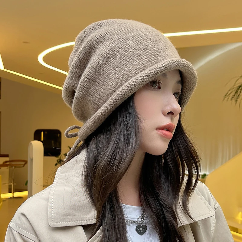 Winter Plus Velvet Warm Woolen Hat for Women All-match Korean Knitted Hat Thickened Outdoor Ski Hat Leisure Beanie Gorros