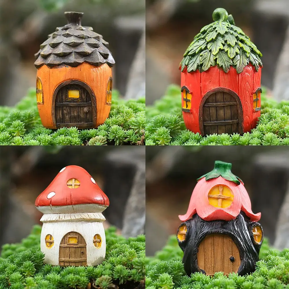 Creative Resin Garden Mushroom Flower Pinecone House Flower Bonsai Decoration Micro Landscape Ornaments
