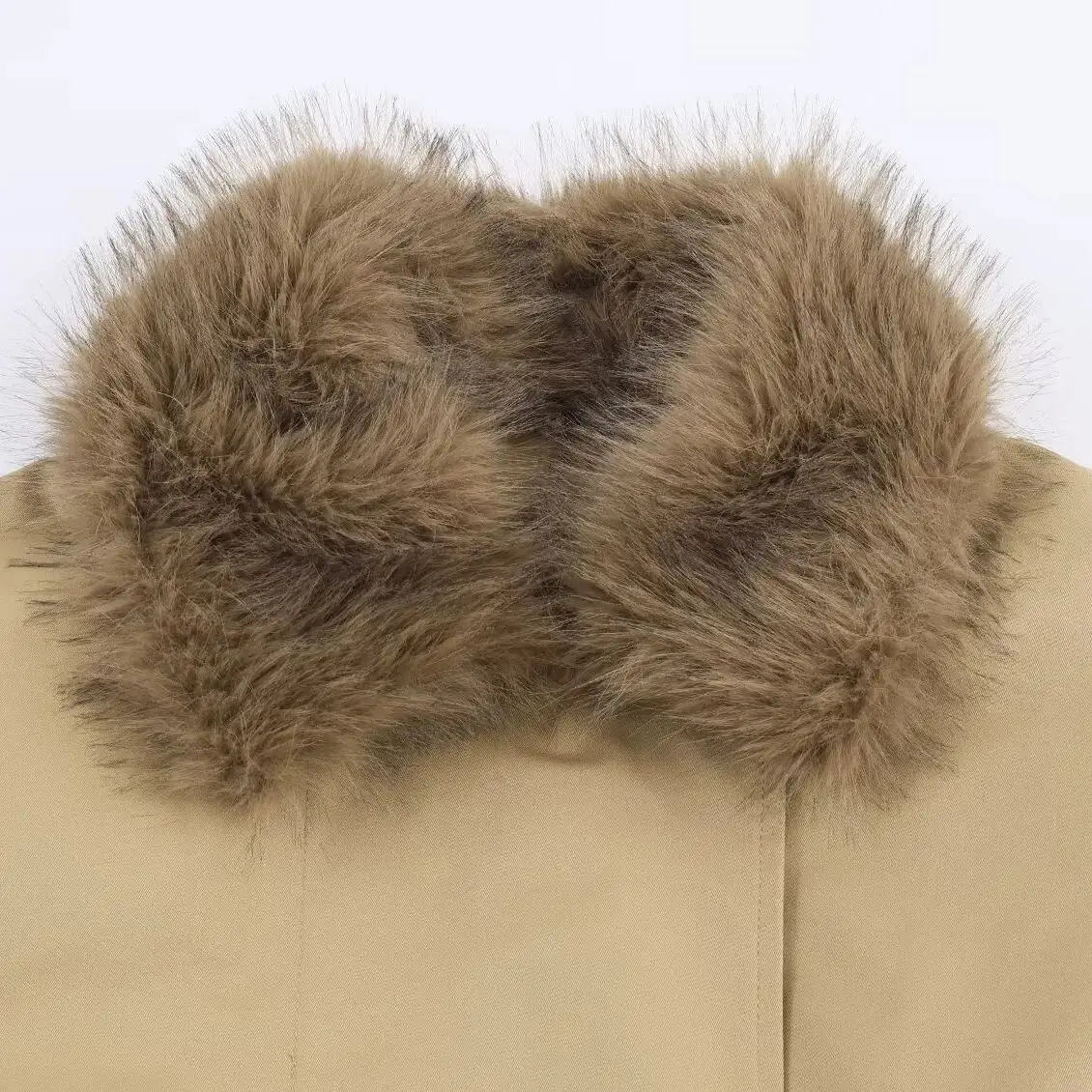 2025 خريف شتاء موضة جديدة فو الفراء تأثير طوق سترة كل مباراة سستة معطف طويل الأكمام ملابس خارجية الإناث