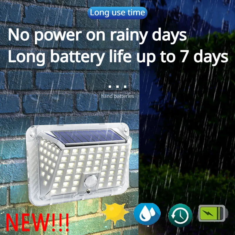 

1pc 90 LED Wall Lamp Outdoor Solar Powered Street Lights Garden Super Bright 3 Modes Solar Motion Fence Lights for Garden Yard