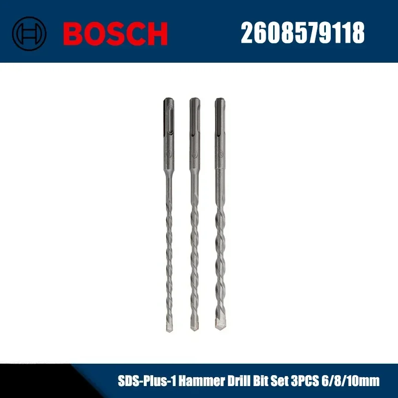 BOSCH 2608579118 SDS-Plus-1 Hammer Drill Bit Set 3Piece 6/8/10mm Masonry Concrete Drill Tool Attachment High Quality