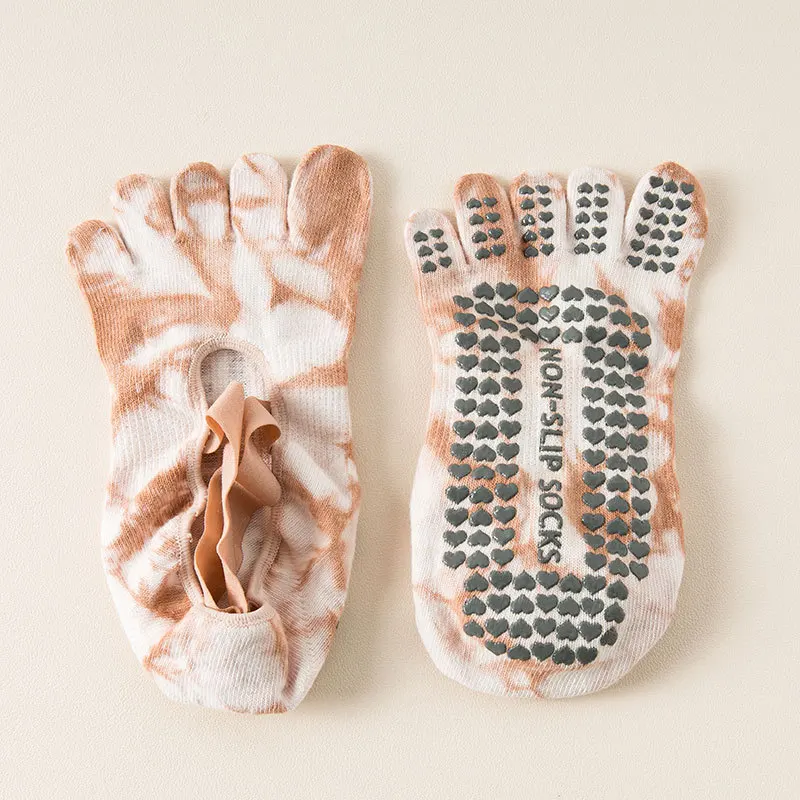 Yoga-Rutschfeste Socken, Damen, professionelle Fünf-Finger-Pilates-Baumwollsocken, Sportsocken für den Innenbereich, geteilte Zehen, schweißabsorbierend – Detail 11