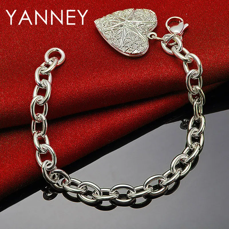 2024 New 925 Sterling Silver 8 Inches Fine Heart Photo Frame Bracelet For Women Fashion Charm Engagement Jewelry Gifts Party image 3
