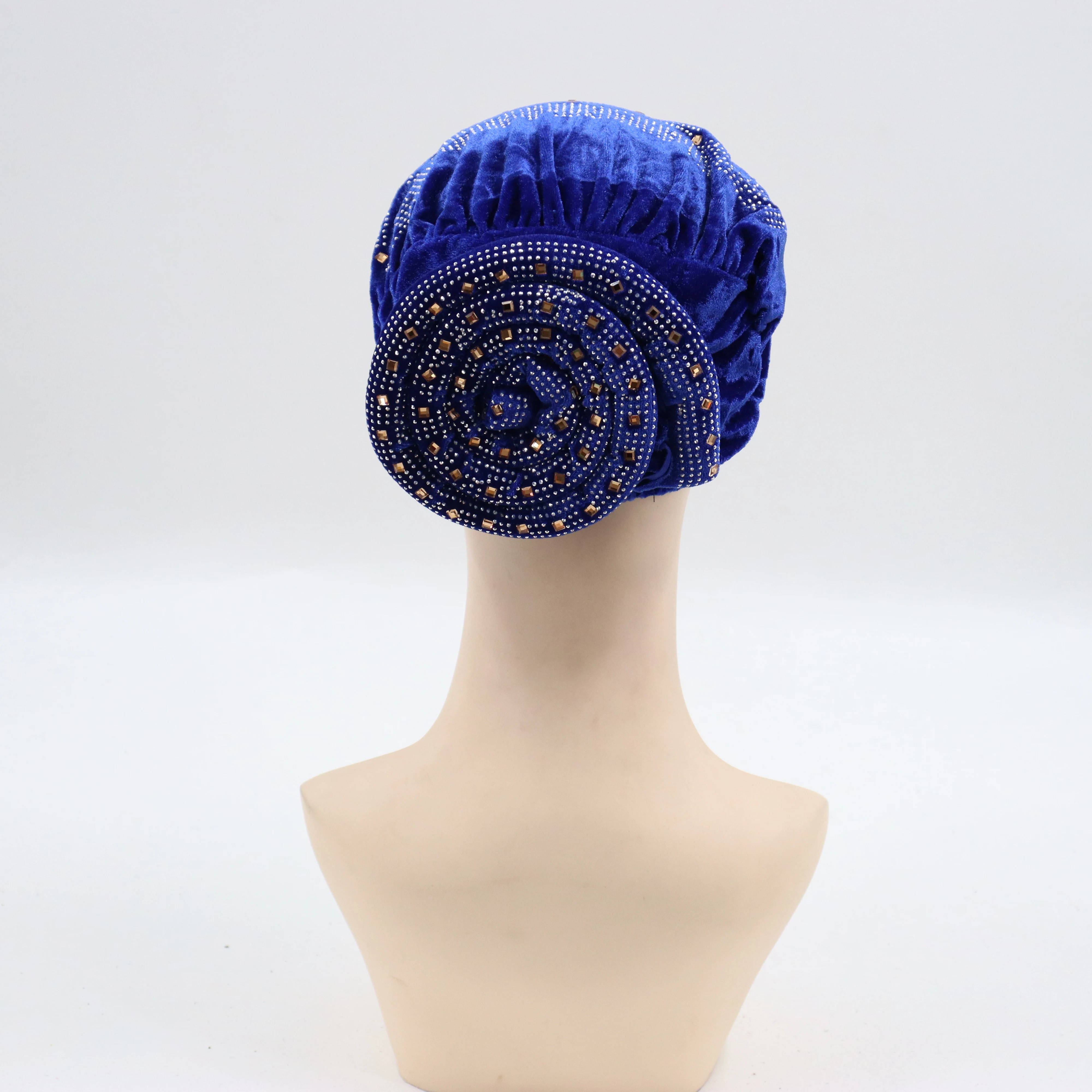 Winter Velvet Turban Cap for Women Stylish Glitter Diamonds African Head Wraps Muslim Headscarf Bonnet Elastic Female Headpiece