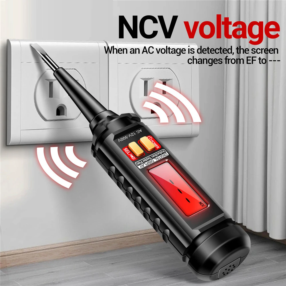 B16 AC12-300V Slotted Screwdriver Multimeter Intelligent Voltage Tester Wire Break Detect Digital Display Test Pen Electricians
