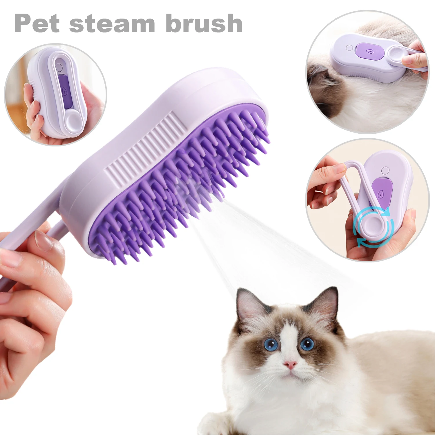 

3 in 1 Dog Brush Pet Steam Brush for Cats Electric Spray Cat Comb Cleaning Massage Dog Hair Remover Grooming Puppy Accessories