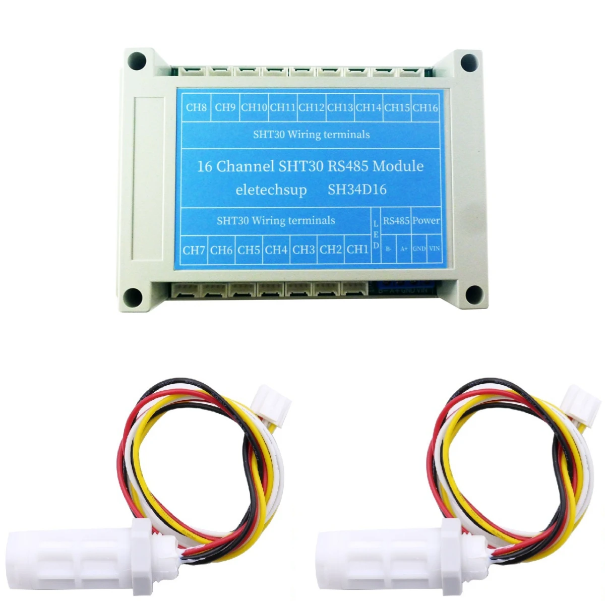 16CH RS485 Temperature & Humidity Collector Module SHT30 SHT3X Sensor Remote acquisition Controller Digital Thermometer