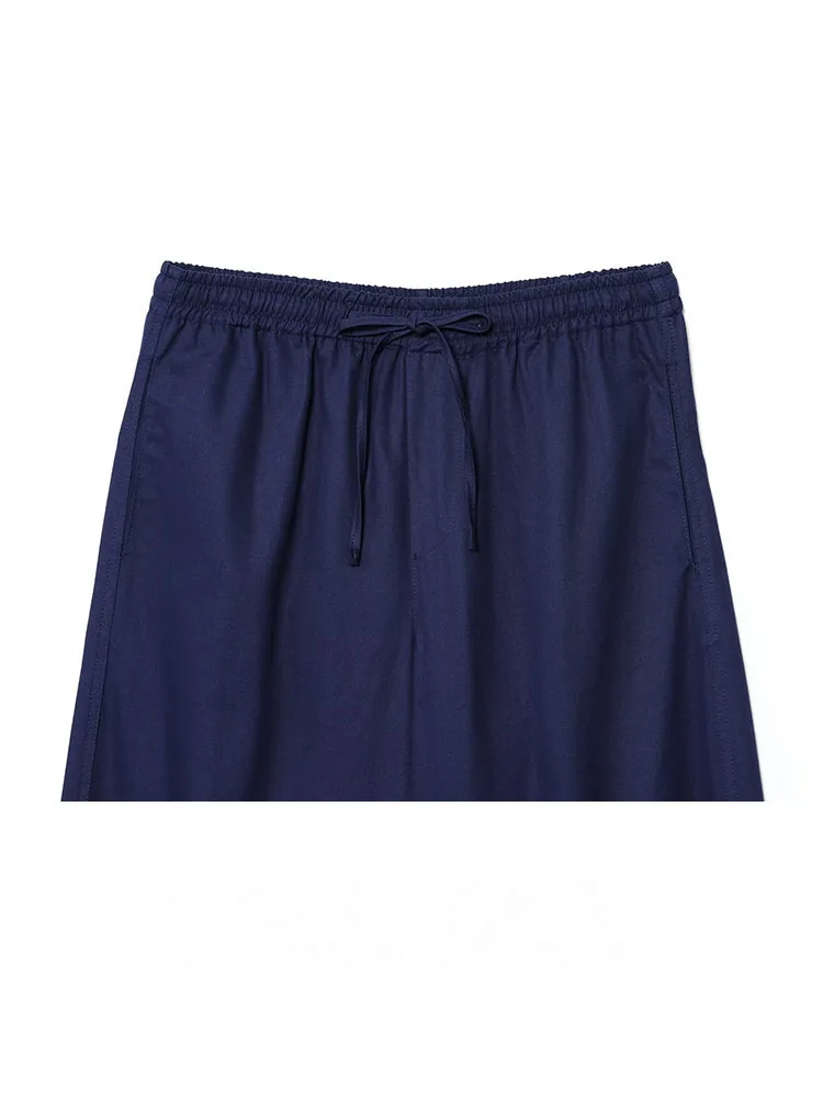 HH Vrouwen Solid Fashion Broek Pak Single-breasted Lange Mouw Turn-down Kraag Shirt + Zakken Lace-up Elastische Taille Broek