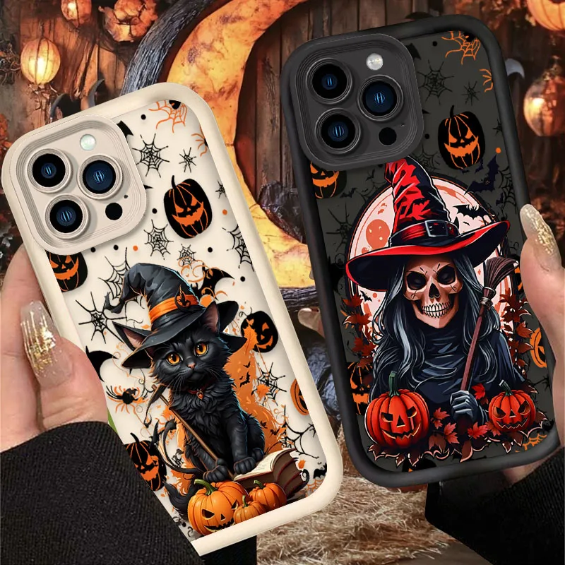 

Чехол «Хэллоуин Ведьма Черный Кот» для iPhone 17 Air 16 16E 15 14 13 12 11 Pro Max X XS X S Max XR SE 2020 SE4 7 8 Силиконовый чехол