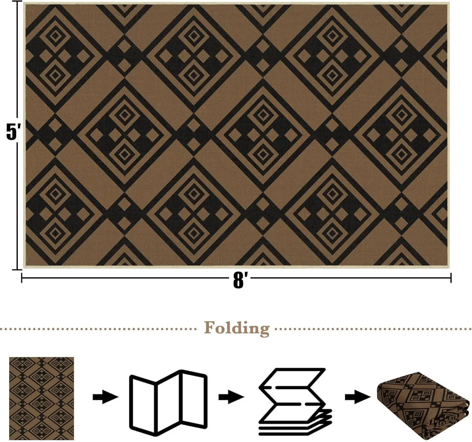 Jute Rug Geometric Washable Non Slip Rugs , Large Outdoor Carpet, Boho Style Rectangular Carpet for Patio, Deck, Balcony,