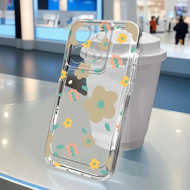 

Flower Luxury Heart Art Phone Case For Xiaomi Redmi Note 15 14 13 12R 12 11E 9 9T 8 8T Pro Plus 5G Transparent Soft