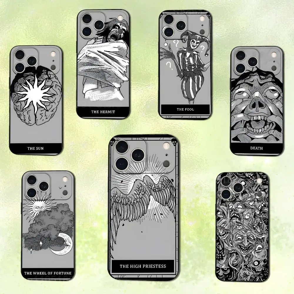 

Tarot Cards Art Belief Fear Phone Case For iPhone 14,13,17,12,11,16,15,Plus,Pro Max,XS,X,XR,SE,Mini,Soft Silicone Black Cover