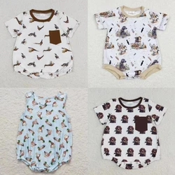 Wholesale Newborn Ducks Dogs Coverall Bodysuit Baby Boy Toddler Short Sleeves Romper Kids Summer Bubble One-piece Jumpsuit