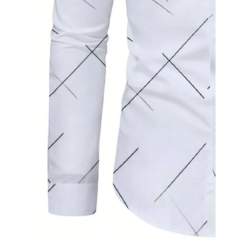 FGKKS Men's Brand New Shirt Fashion Printed Long Sleeve Casual Male White Shirt #5