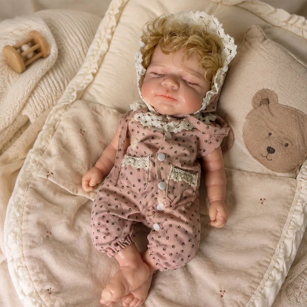 18 Inch Open Mouth Silicone Reborn Doll Rooted Hair Realistic Skin Soft Washable Cuddly Weighted Handmade Baby Doll