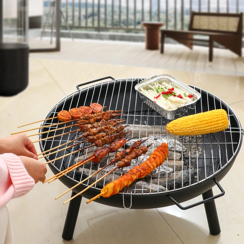 Portable Fire Wood Stove Heater Brazier Bowl Cast Iron Firepit Fireplace Outdoor Heating Barbecue Picnic BBQ Cook Grill Firepit - view 3