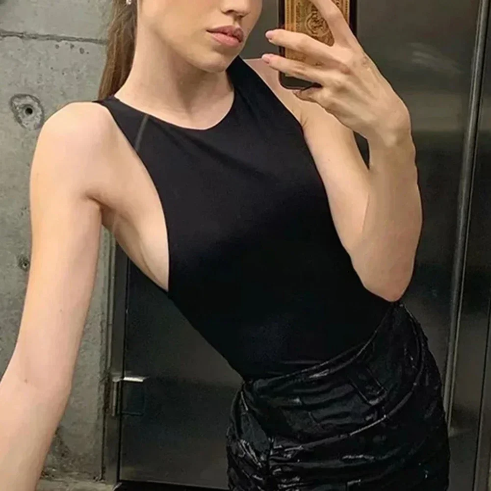 

Women Sexy Sleeveless Solid Color Bodysuit Base Jumpsuit Slim Tops Tights