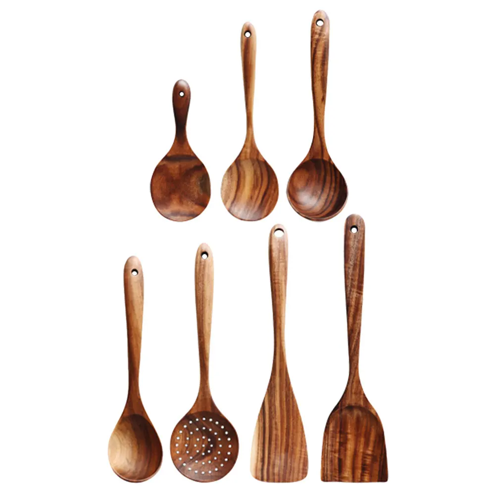 

1Set Wooden Spoon Set Natural Wood Kitchen Utensils Nonstick Safe Elegance Cooking Multifunctional Spoons Small Wooden Tea