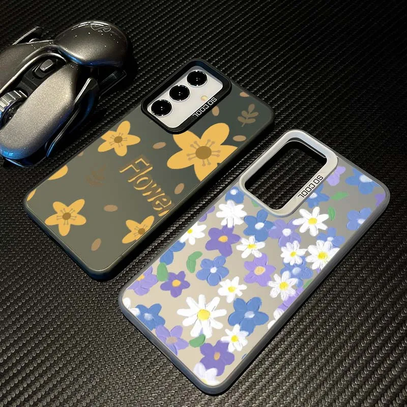 

Cartoon Beautiful Flowers For Samsung Galaxy S25 S24 S23 S22 S21 S20 FE Plus Note 20 Ultra 5G Colorful Silver Phone Case
