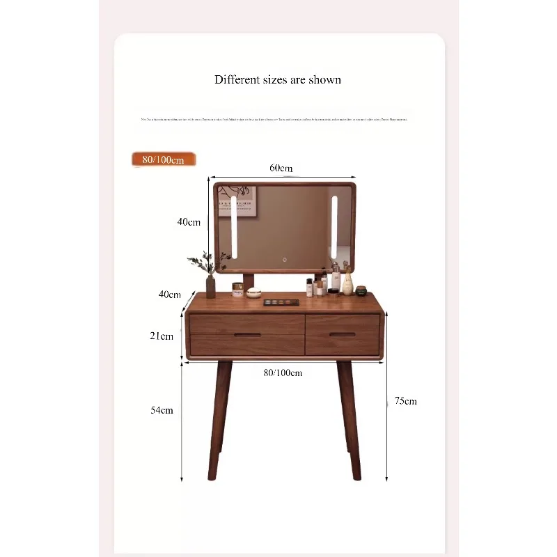 table with mirror and drawers, dressing table with storage space, bedroom furniture with stools, suitable for family use