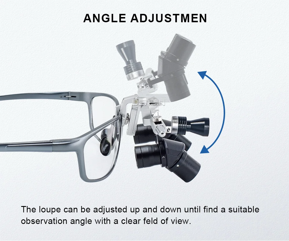 DEASIN Dental Ergo2 Loupes 45°Optical Corner Structure 4X 5X 6X Magnifying Glass with 5W LED Light Surgery Lens