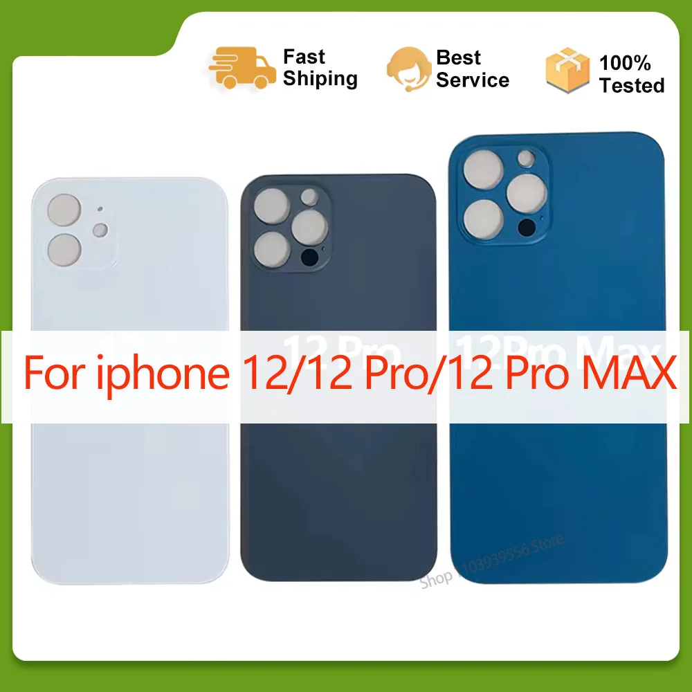 Tested Back Glass Cover Panel For iPhone 12 12 Pro Max Battery Cover Replacement Parts New Housing Big Hole Camera Rear Glass