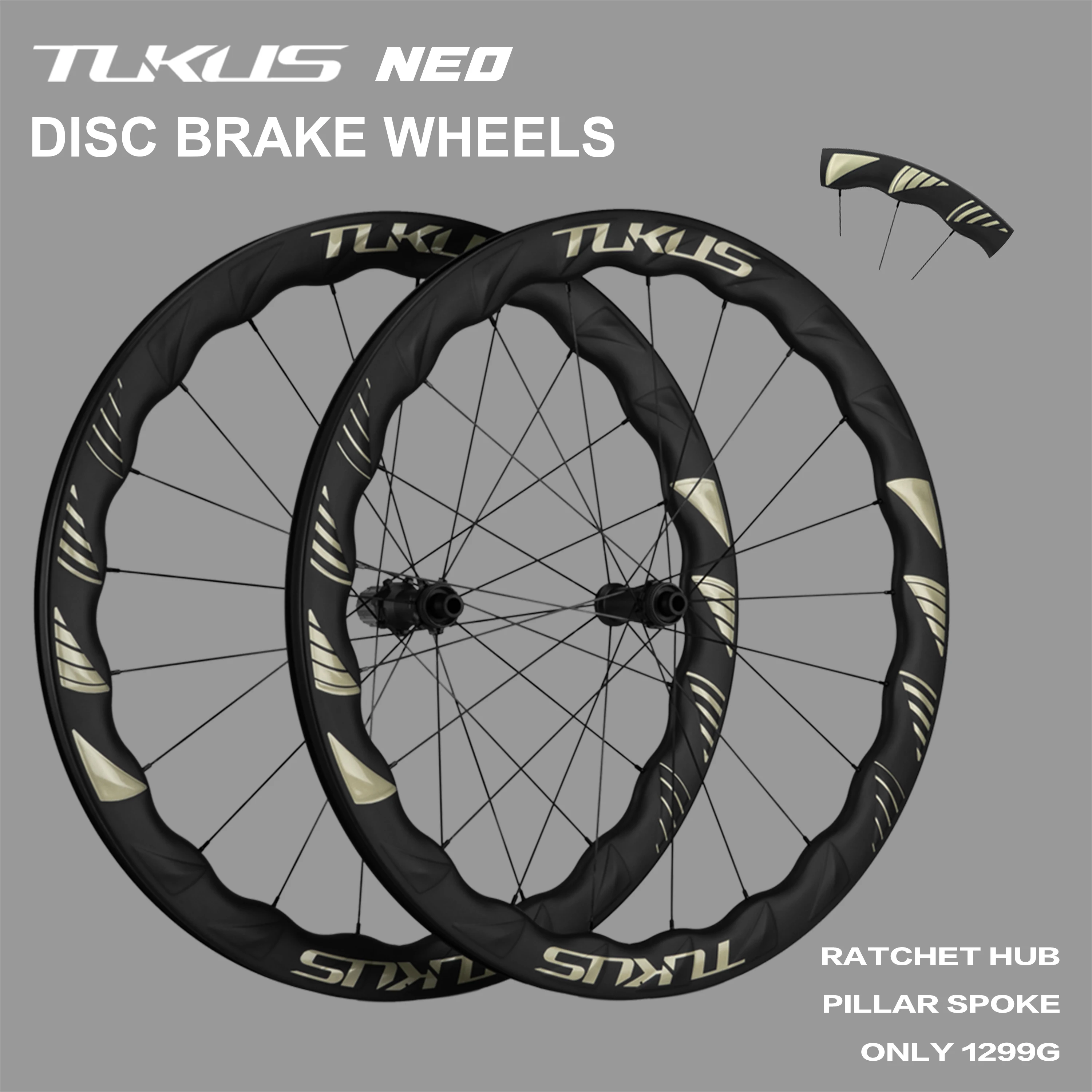 

TUKUS 700C Carbon Disc Brake Wheels Ratchet Ceramic Road Bike Wheels UCI Quality Road Racing Wheelset Holeless Rim System