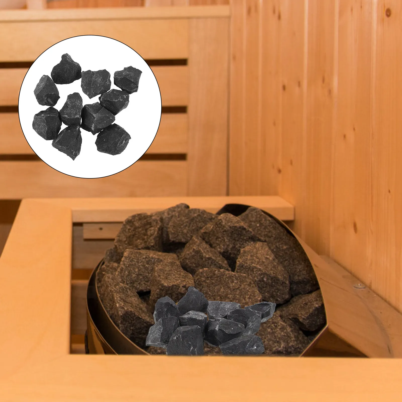 10Pcs Basalt Sauna Stones Natural 2-2.5cm Heat Retaining Rocks for Electric Steam Room Sauna Heater Replacement