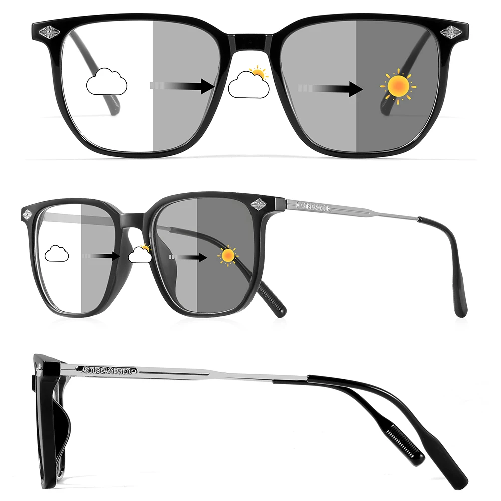 CRIXALIS Photochrome klassische Vintage-Sonnenbrille für Damen und Herren, Metallrahmen-Design, Sonnenschein-Laufbrille, UV400-Schirm – Detail 6