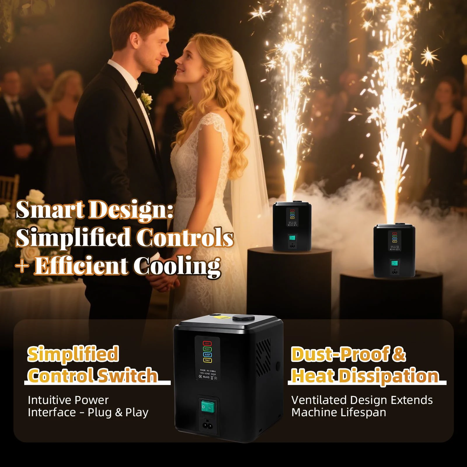 Mini Cold Spark Machine 350W Remote Spraying Cold Flame Fountain Machine Stage Equipment DMX Control  DJ Disco Wedding Party