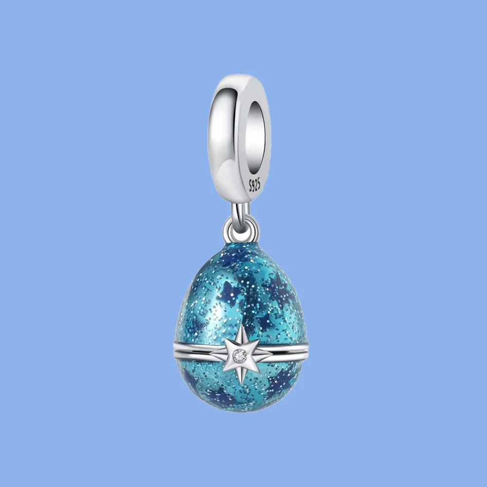 

Pendant Charm Bead 925 Sterling Silver Blue Stars Easter Egg Beads Fit Original Bracelet for Jewelry Making Valentine's Day gift