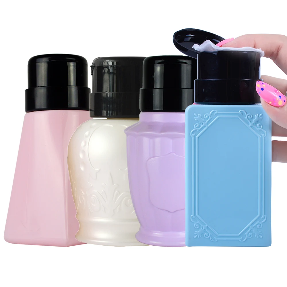 1pc Nail Art Refillable Container Tools Pump Fluid Alcohol Bottles Nail Cleaner Equipment  DIY Stickers UV Manicure 200ml BE178